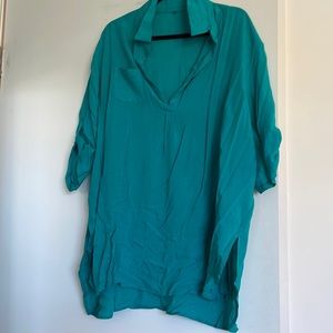 Bright teal beach cover-up